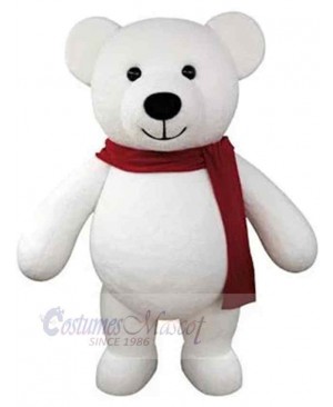 Lovely White Teddy Bear Mascot Costume Animal