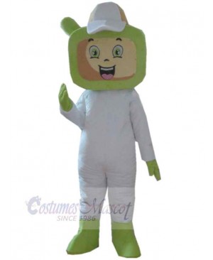 Green and White TV Television Mascot Costume