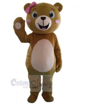 Happy Brown Girl Bear Mascot Costume Animal