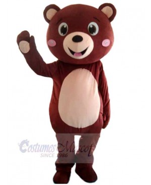 Happy Maroon Girl Bear Mascot Costume Animal