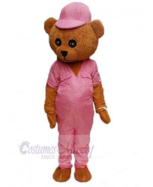Teddy Bear with Pink Hat Mascot Costume Animal