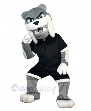 Gray and Black Bulldog Dog Mascot Costume Animal