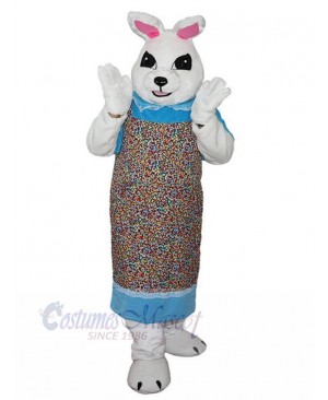 White Chef Bunny Mascot Costume Animal