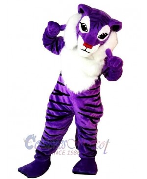 Funny Purple Tiger Mascot Costume Animal