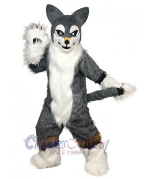 Cartoon Grey Husky Dog Mascot Costume Animal