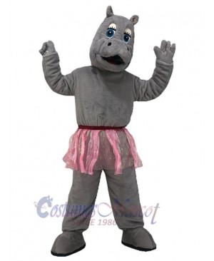 Cute Grey Hippo Mascot Costume Animal