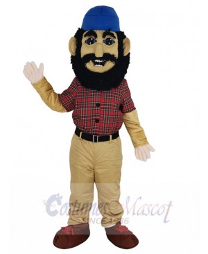 Lumberjack with Blue Hat Mascot Costume People	