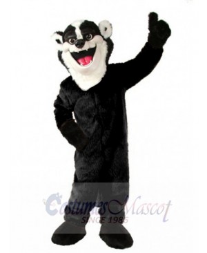 Happy Black Badger Mascot Costume Animal