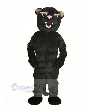 Black Muscle Panther Mascot Costume