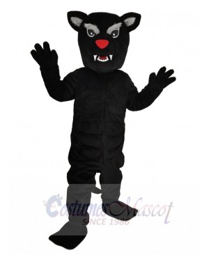 Fierce Black Panther with Red Nose Mascot Costume