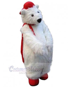 Christmas Long-haired Polar Bear Mascot Costume Animal