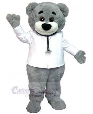 Grey Doctor Bear Mascot Costume Animal