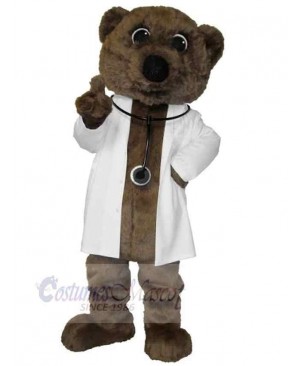 Brown Doctor Bear Mascot Costume Animal