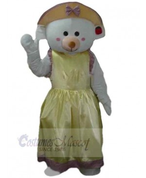 Lady White Bear Mascot Costume Animal