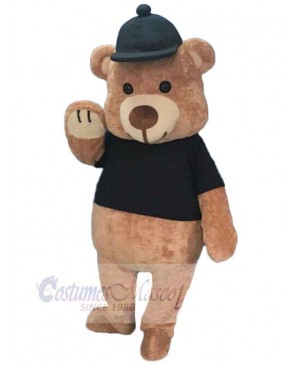 Cute Bear with Black Hat Mascot Costume Animal