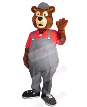 Bear with Gray Hat Mascot Costume Animal