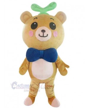 Bear with Blue Bow Tie Mascot Costume Animal