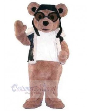 Warm Bear in Leather Vest Mascot Costume Animal