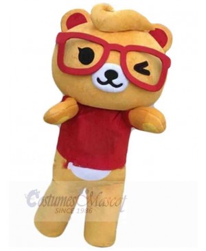 Bear with Red Eye Frame Mascot Costume Animal