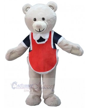 Bear in Red Apron Mascot Costume Animal