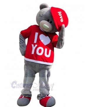 Romantic Gray Male Bear Mascot Costume Animal