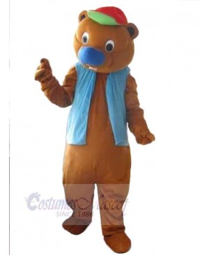 Big Blue Nose Brown Bear Mascot Costume Animal