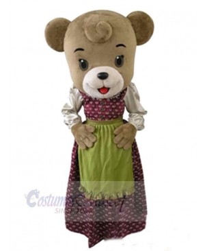 Bear Dressed with Apron Mascot Costume Animal