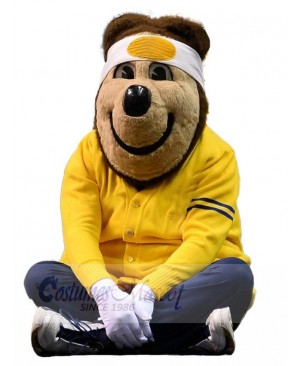 Power Bear in Yellow Clothes Mascot Costume Animal