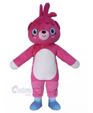 White Belly Pink Bear Mascot Costume Animal