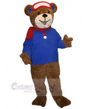 Bear with Blue Sweater Mascot Costume Animal