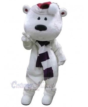 Bear with Black and White Scarf Mascot Costume Animal