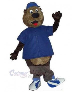 Bear with Blue Hat Mascot Costume Animal