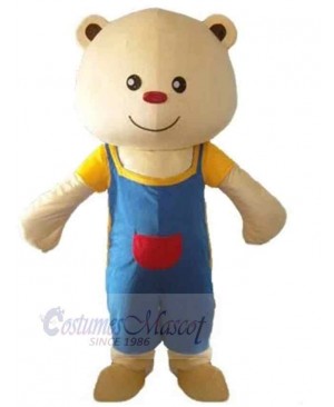 Cute Beige Teddy Bear Mascot Costume Animal