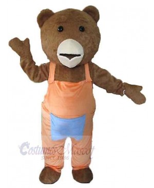 Bear with Orange Jumpsuit Mascot Costume Animal