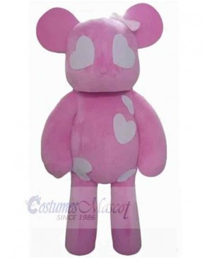 Pink And White Teddy Bear Mascot Costume Animal