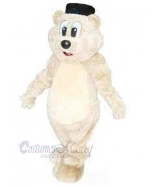 Bear with Black Hat Mascot Costume Animal