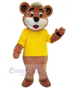 Bear in Yellow Clothes Mascot Costume Animal