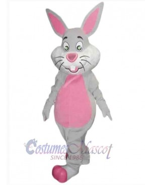Pink and Gray Rabbit Mascot Costume Animal