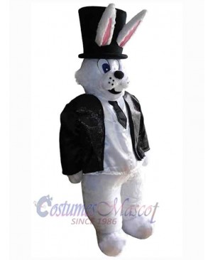 Bunny with Black Hat Mascot Costume Animal