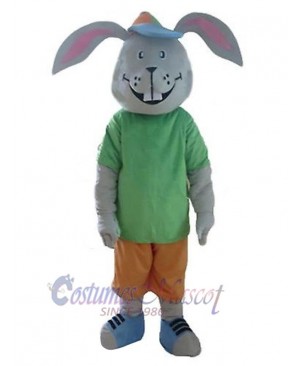 Rabbit in Green T-shirt Mascot Costume Animal