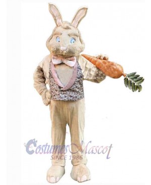 Bunny Rabbit with Pink Bowknot Mascot Costume Animal