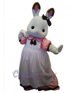 Rabbit in White Dress Mascot Costume Animal