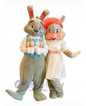 Fashion Easter Bunny Couple Mascot Costume Animal