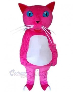 Blue Eyes Pink Leopard Mascot Costume For Adults Mascot Heads