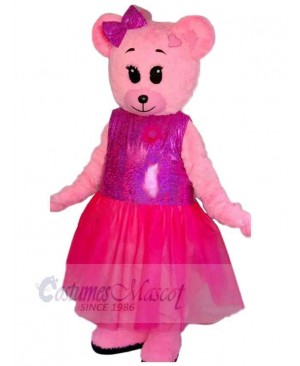 Pink Dress Bear Mascot Costume For Adults Mascot Heads