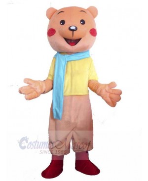 Blue Scarf Bear Mascot Costume For Adults Mascot Heads