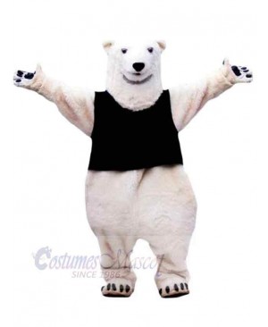 Black Vest Polar Bear Mascot Costume For Adults Mascot Heads