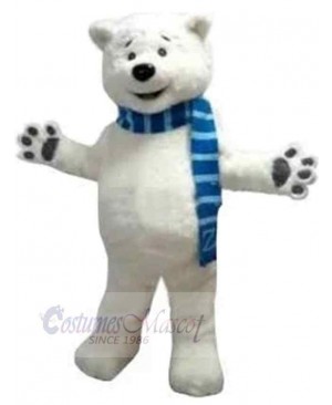 Blue Scarf Polar Bear Mascot Costume For Adults Mascot Heads