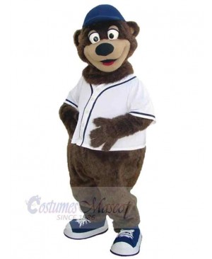 White T-shirt Sport Bear Mascot Costume For Adults Mascot Heads