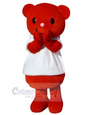 Red Bear with Pink Nose Mascot Costume Animal